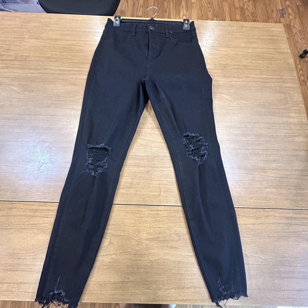 American Eagle Jeans Womens 6 Black The Dream Jean Skinny Distressed Denim